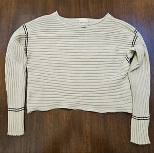 Industry Beige Cropped Loose Fit Knit Sweater Women Large